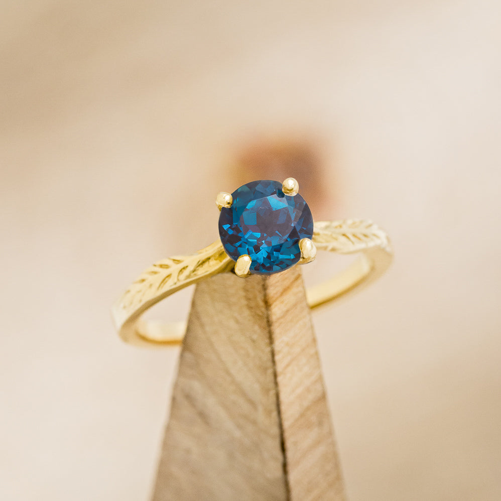 "Hope" - Lab-Grown Alexandrite Solitaire Engagement Ring With Feather Accents