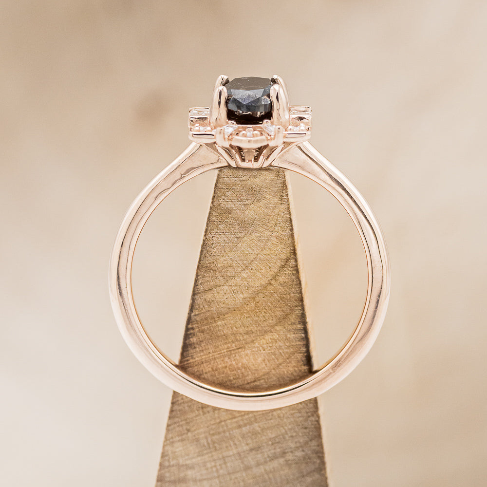 "Cleopatra" - Salt & Pepper Diamond Engagement Ring With Diamond Accents & "Sama" Tracers