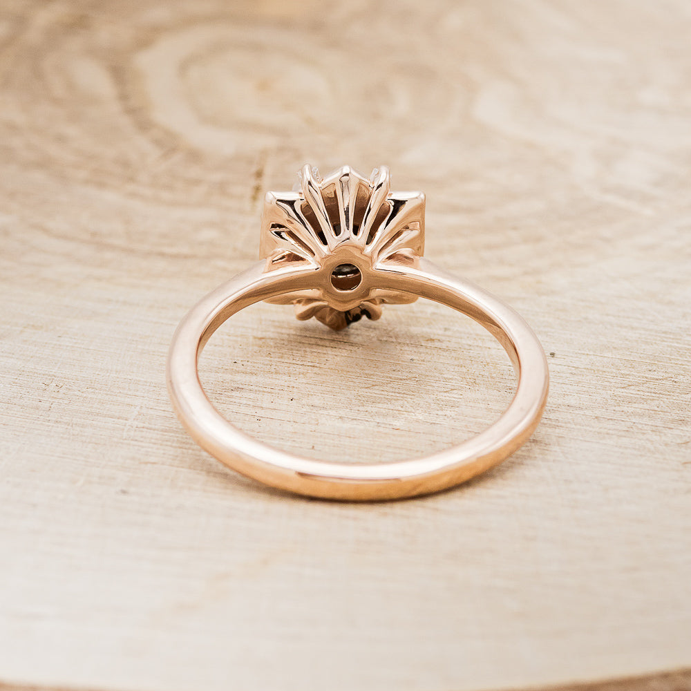 "Cleopatra" - Salt & Pepper Diamond Engagement Ring With Diamond Accents & "Sama" Tracers