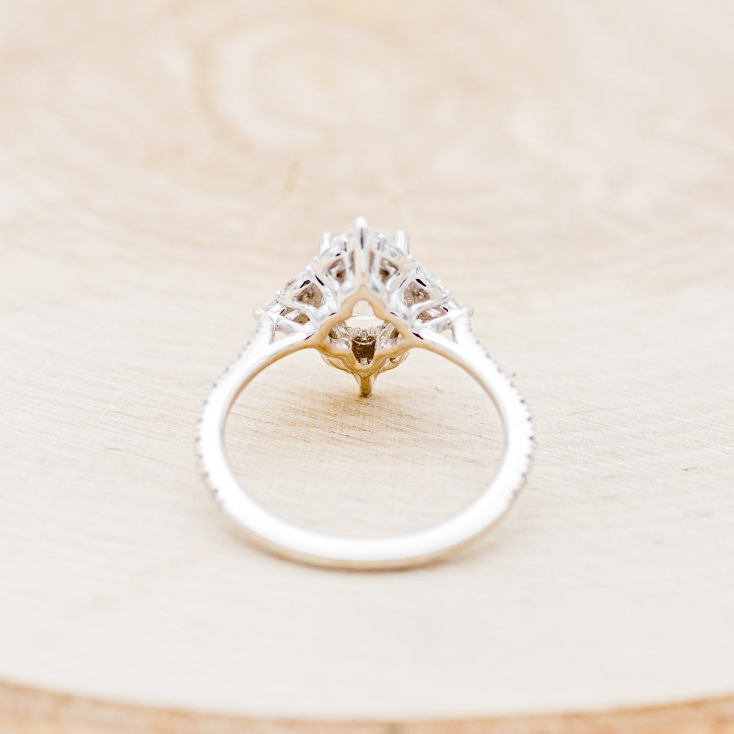 "North Star" - Oval Cut Moissanite Engagement Ring With Diamond Accents & Tracer