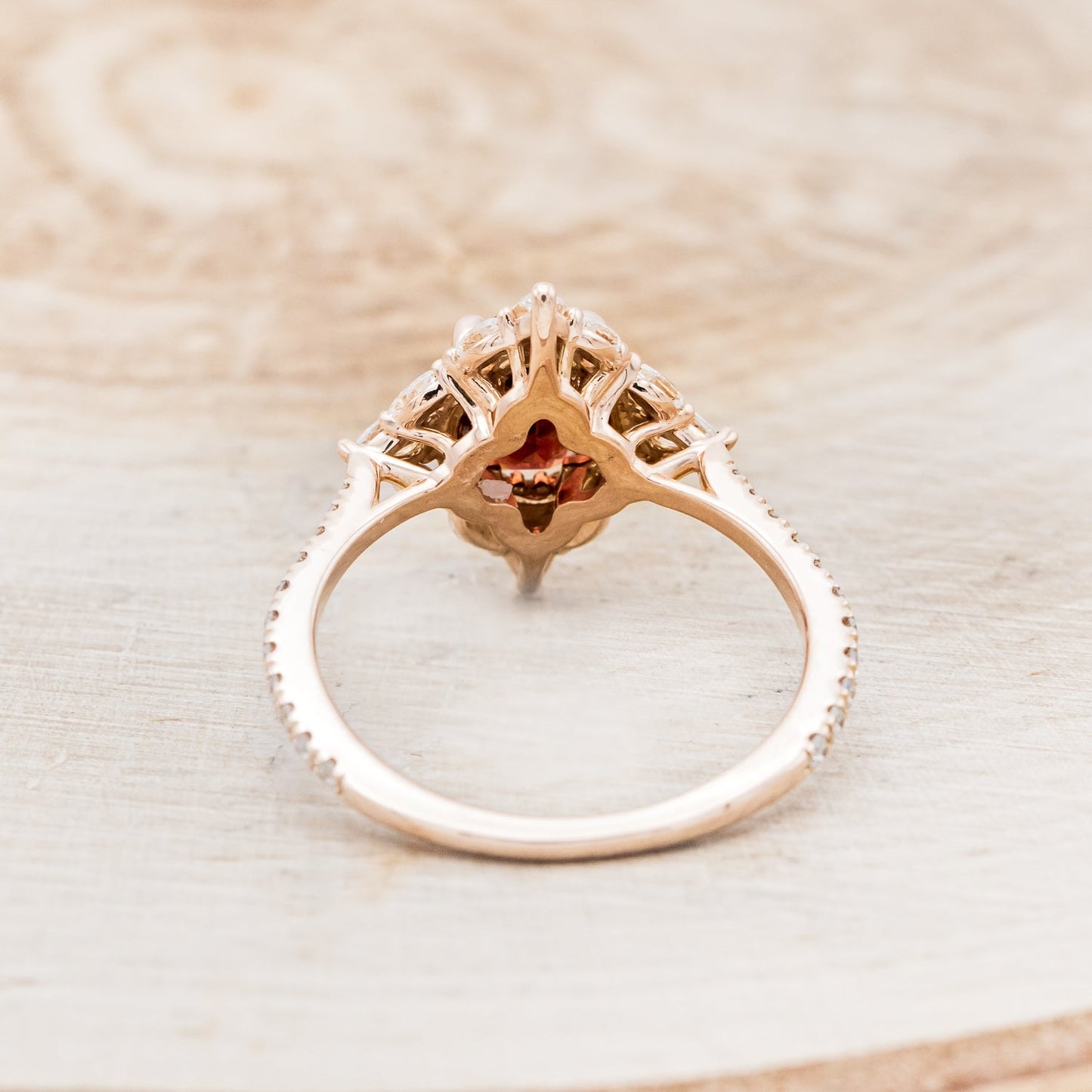 "North Star" - Oval Garnet Engagement Ring With Diamond Halo & Accents