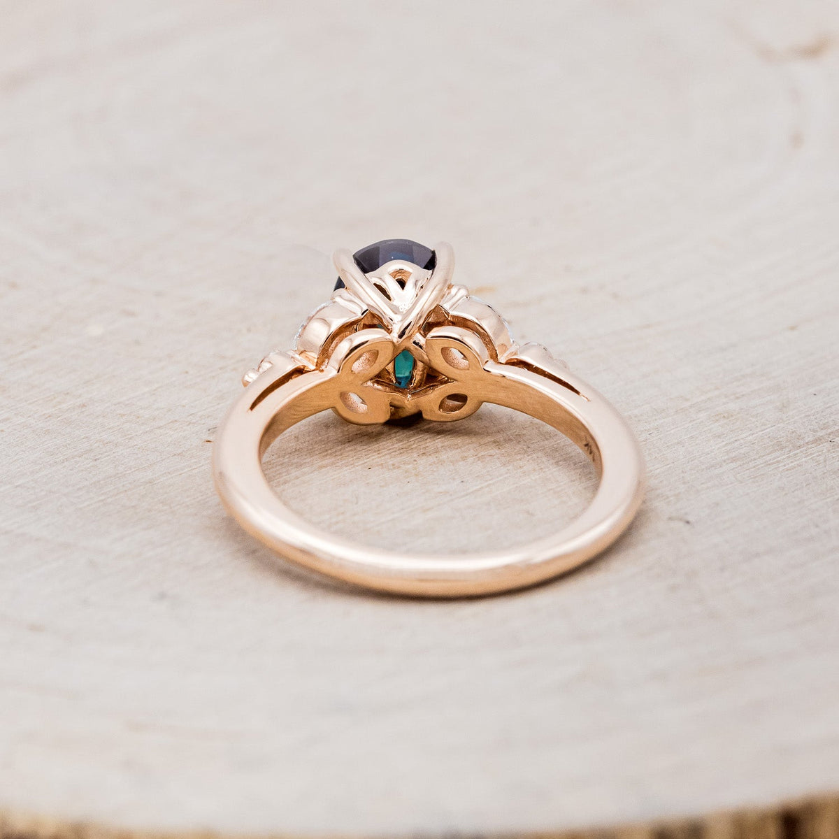 "Blossom" - Oval Cut Lab-Grown Alexandrite Engagement Ring With Diamond Accents
