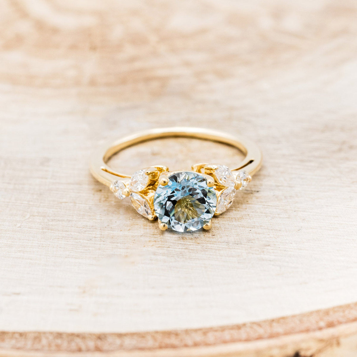 "Blossom" - Aquamarine Engagement Ring With Diamond Accents