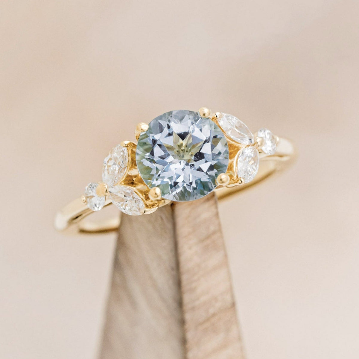 "Blossom" - Aquamarine Engagement Ring With Diamond Accents