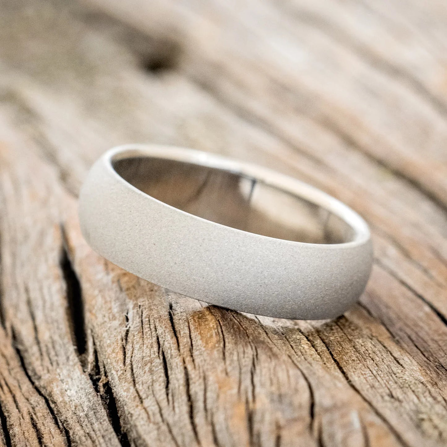 Domed Profile Wedding Band With Sandblasted Finish - Titanium (6mm) - Size 9 1/2