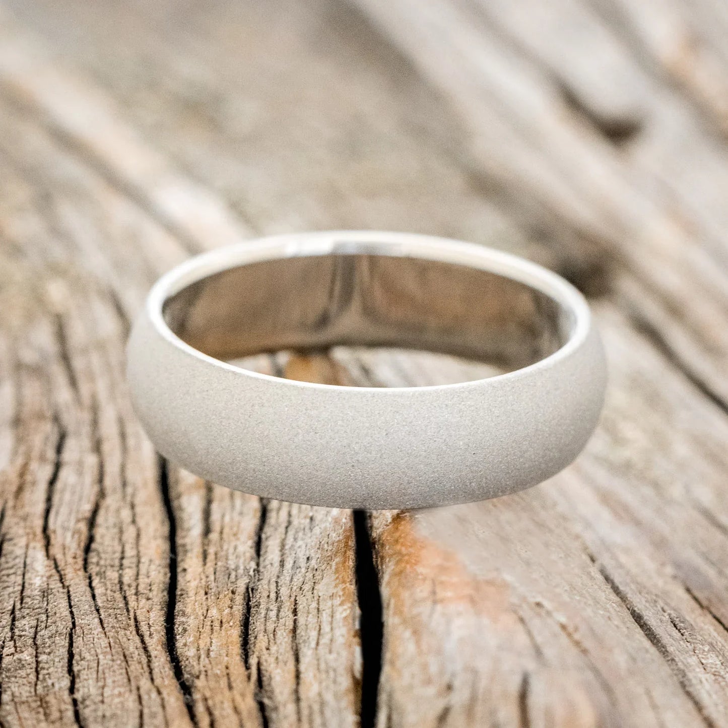 Domed Profile Wedding Band With Sandblasted Finish - Titanium (6mm) - Size 14 1/2