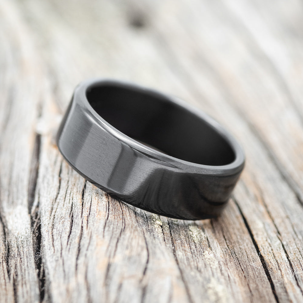Solid Metal Wedding Band With A Polish Finish - Black Zirconium - Size 9 1/4