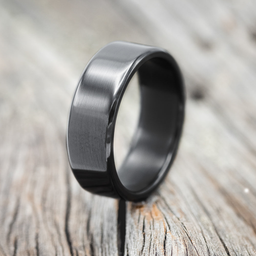Solid Metal Wedding Band With A Polish Finish - Black Zirconium - Size 9 1/4