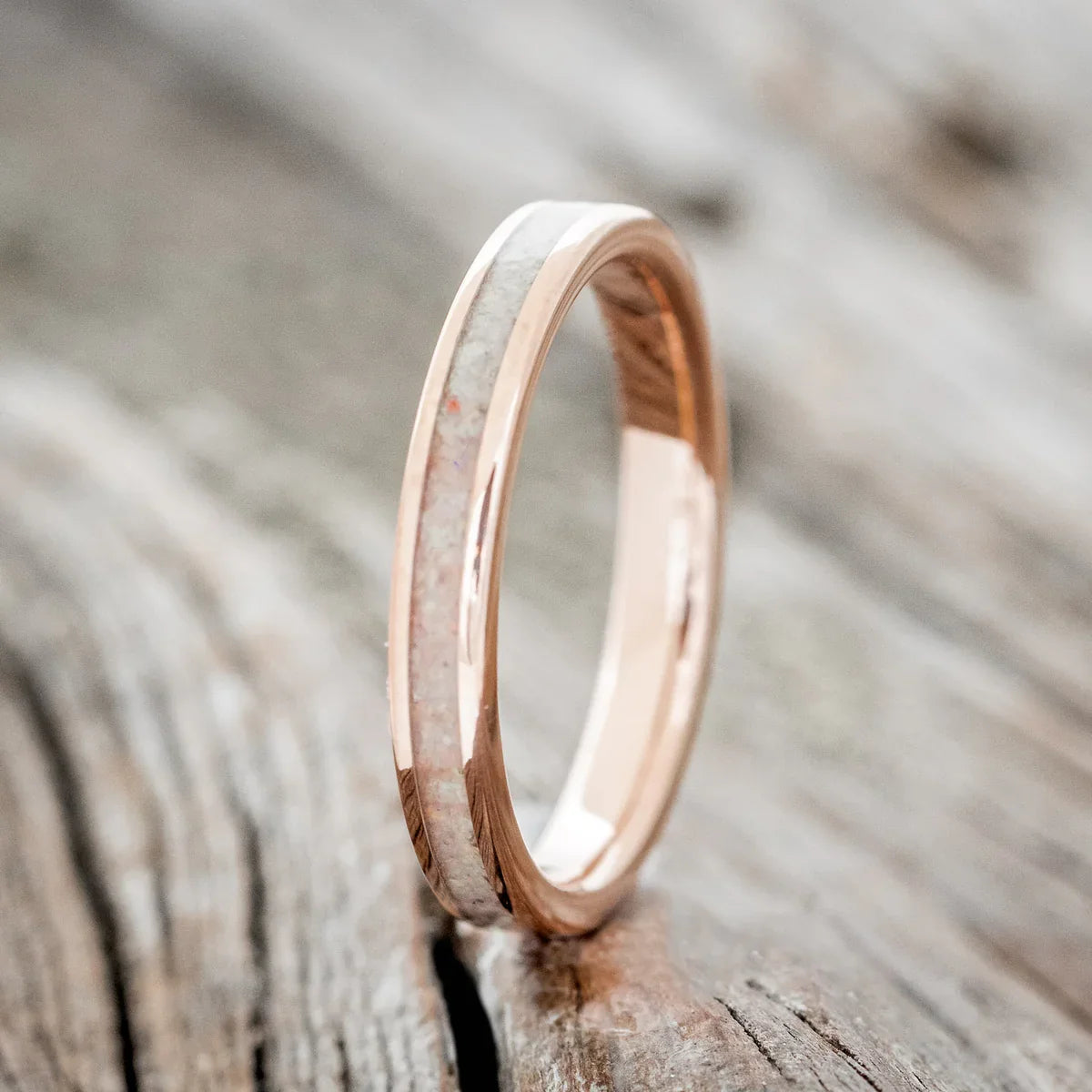 "Eterna" - Fire & Ice Opal Stacking Band - 14K Rose Gold (3mm) - Size 5 1/2