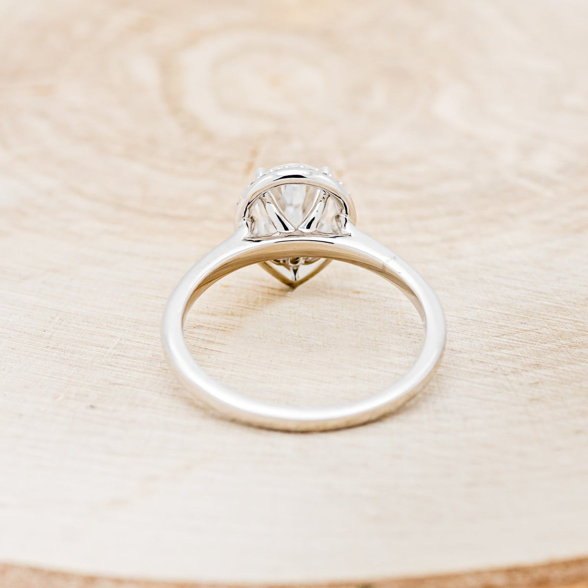 "Clariss" - Pear Cut Moissanite Engagement Ring With Diamond Halo
