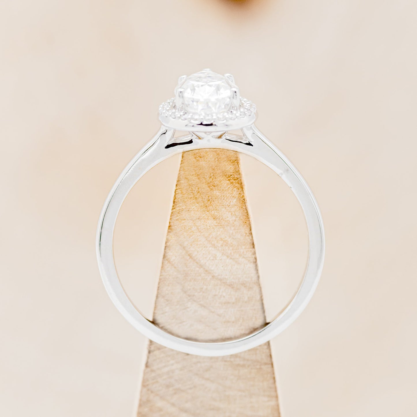 "Clariss" - Pear Cut Moissanite Engagement Ring With Diamond Halo