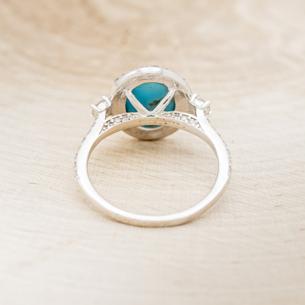 "KB" - Oval Turquoise Engagement Ring With Diamond Halo & Accents - Ready To Ship