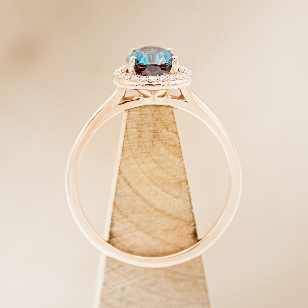 "Clariss" - Pear Cut Engagement Ring With Diamond Accents & A Contoured Stacker