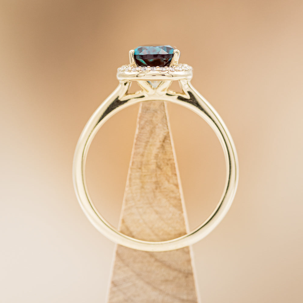 "Clariss" - Pear Cut Engagement Ring With Diamond Accents & A Contoured Stacker
