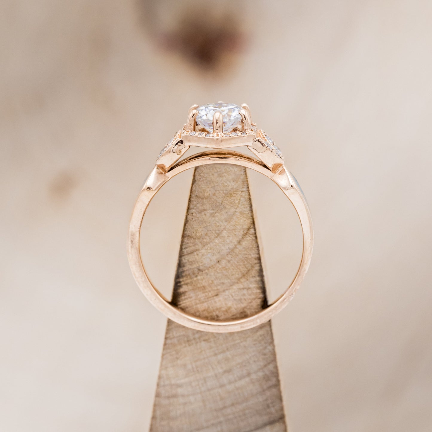 "Lucy In The Sky" Petite - Round Cut Moissanite Engagement Ring With Diamond Accents & Turquoise Inlays