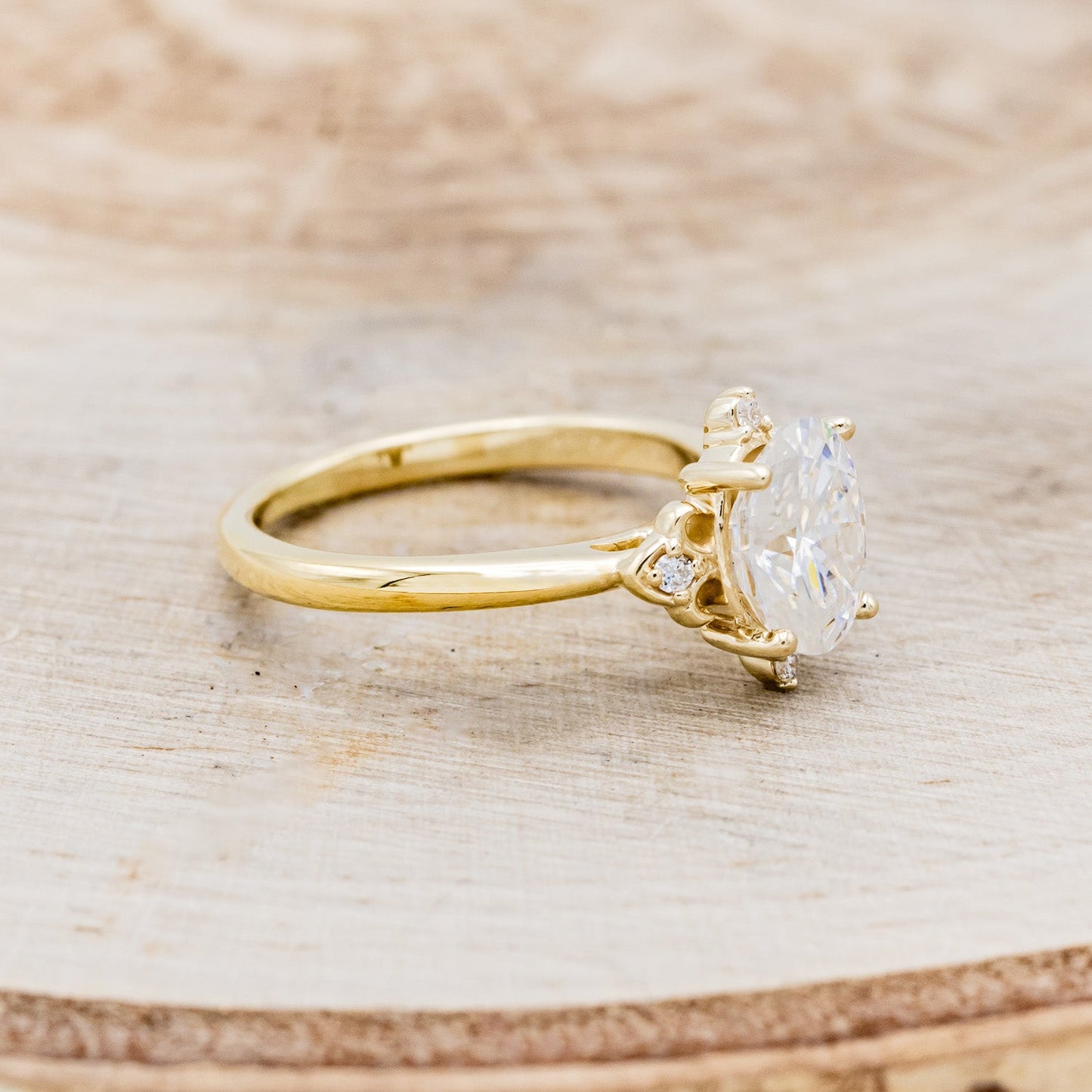 "Zella" - Oval Cut Moissanite Engagement Ring With Diamond Accents