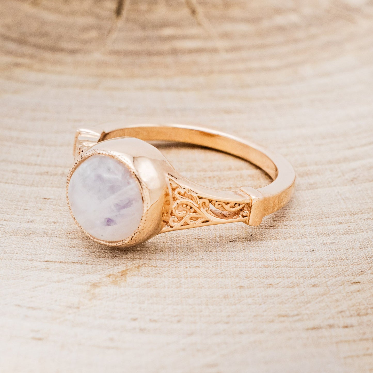 "Selene" - Bezel-Set Moonstone Engagement Ring