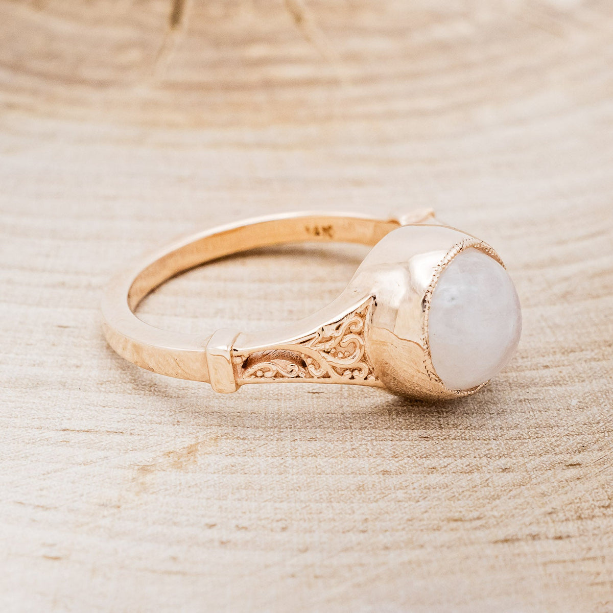 "Selene" - Bezel-Set Moonstone Engagement Ring