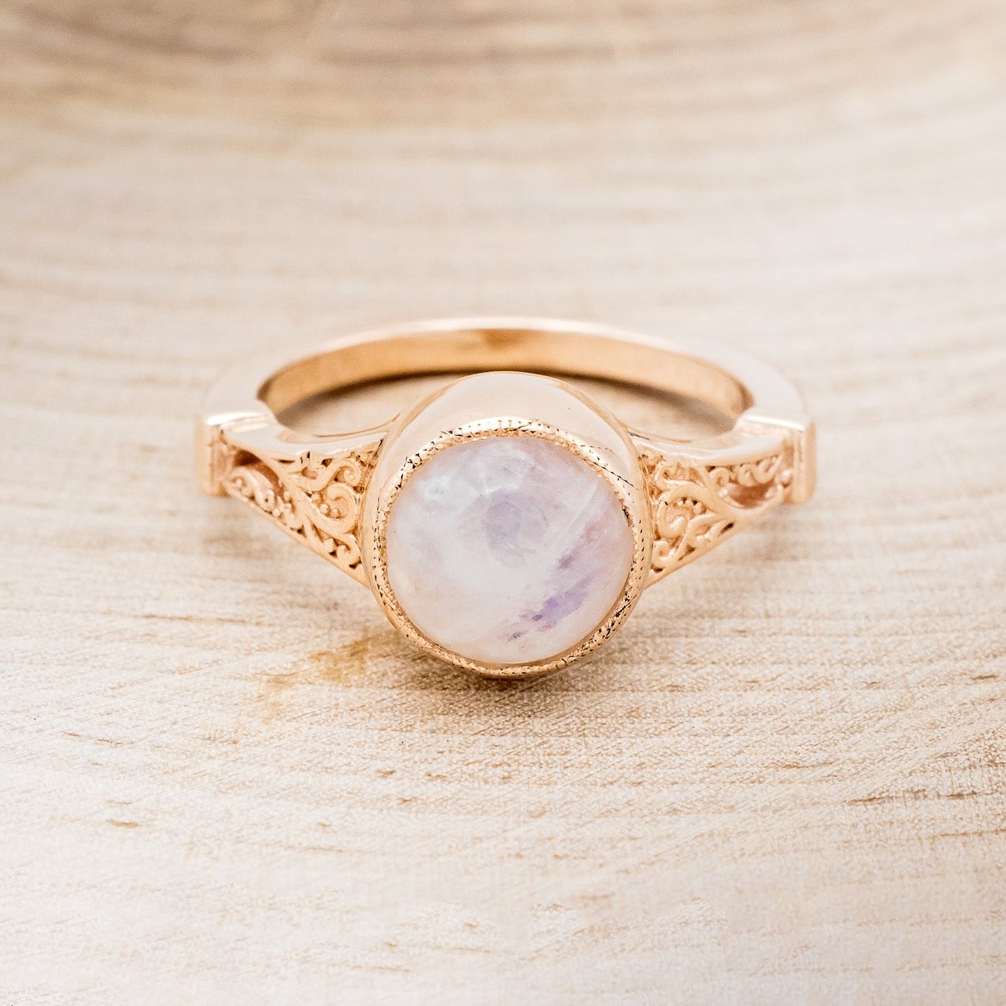 "Selene" - Bezel-Set Moonstone Engagement Ring