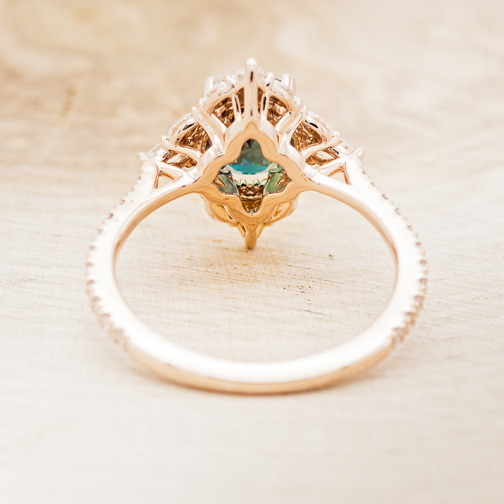 "North Star" - Lab-Grown Alexandrite Engagement Ring With Diamond Halo & Tracer