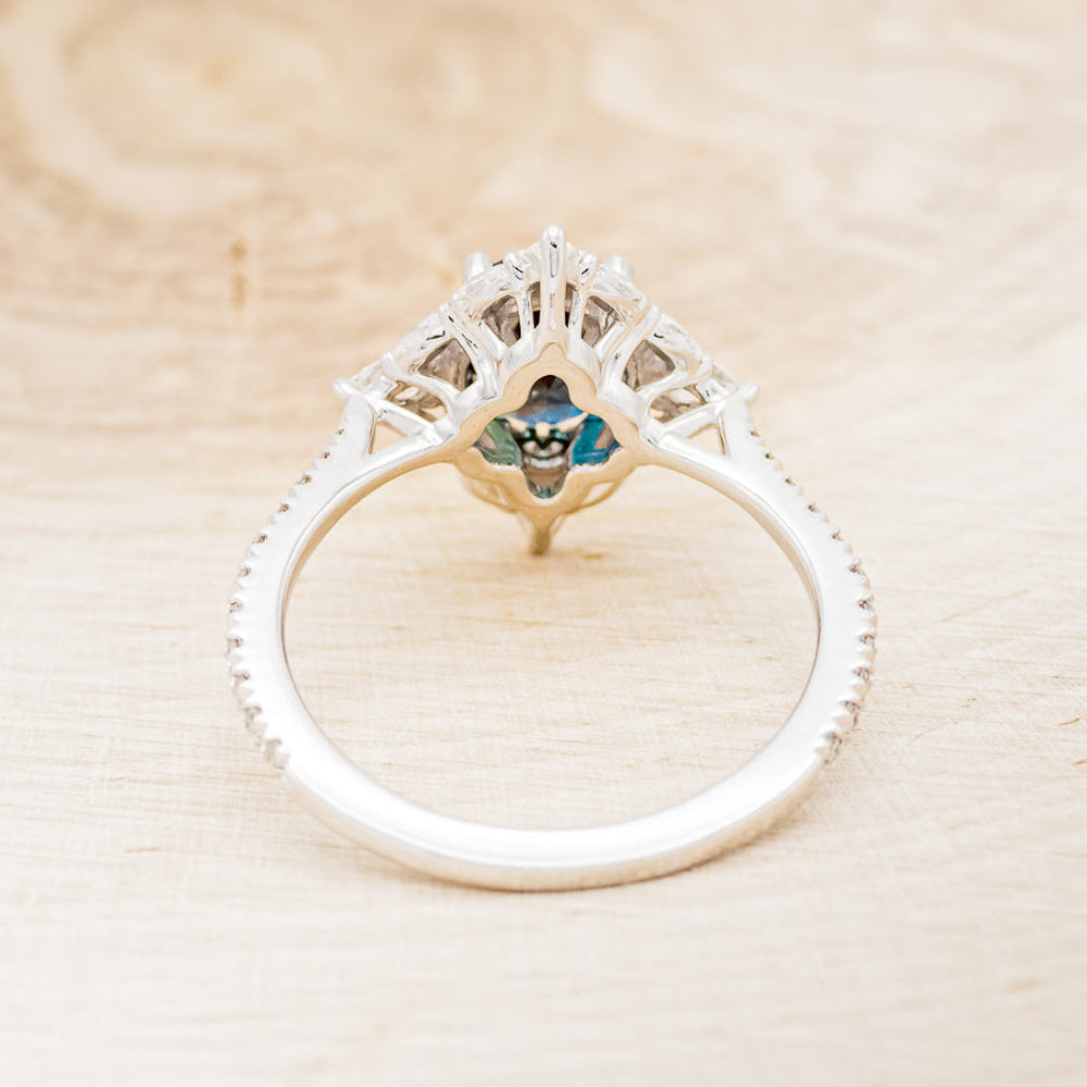 "North Star" - Lab-Grown Alexandrite Engagement Ring With Diamond Halo & Tracer
