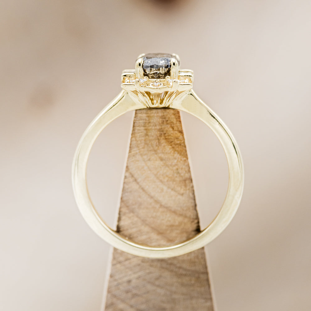 "Cleopatra" - Salt & Pepper Diamond Engagement Ring With Diamond Accents & "Sama" Tracers