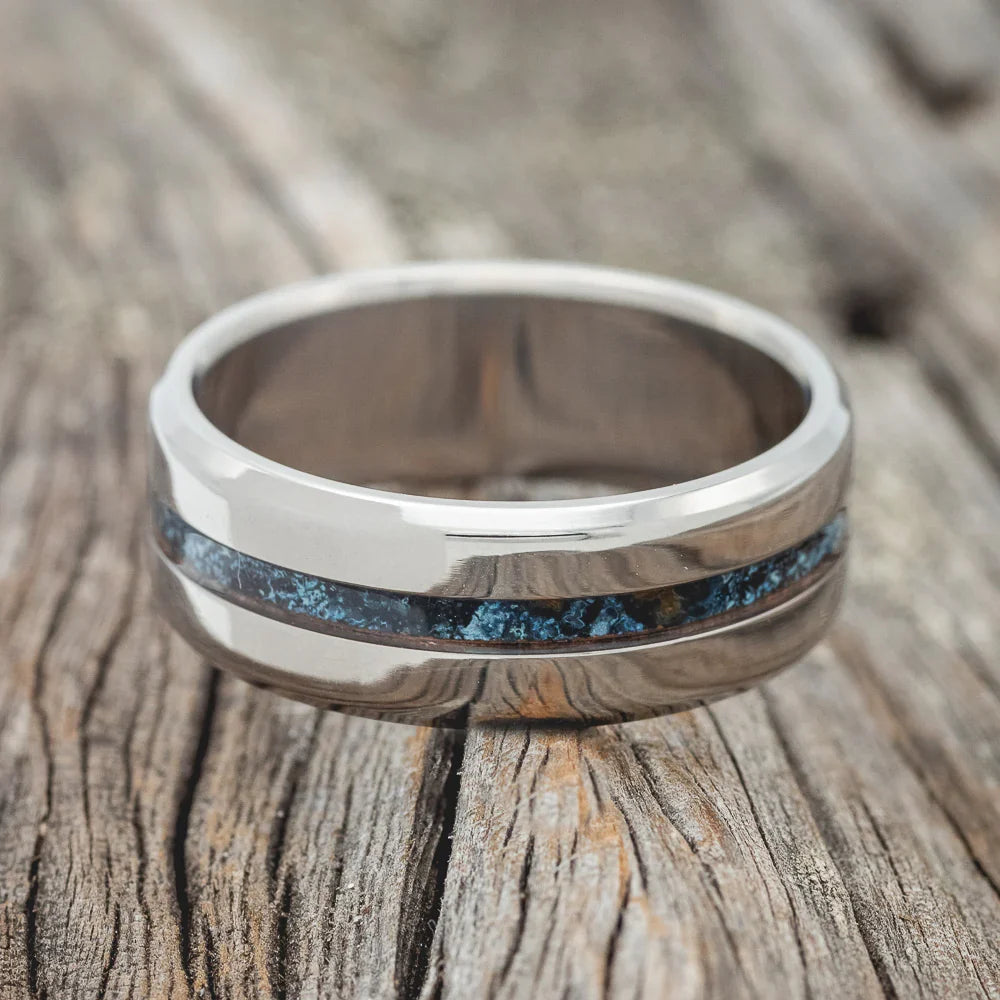 "Nirvana" - Centered Patina Copper Wedding Band - Titanium (8mm) - Size 8
