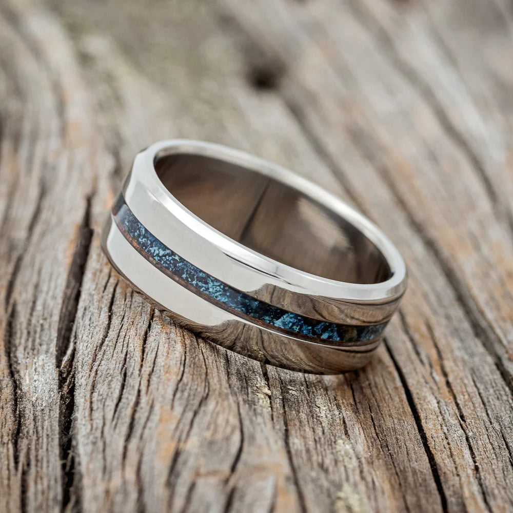 "Nirvana" - Centered Patina Copper Wedding Band - Titanium (8mm) - Size 8