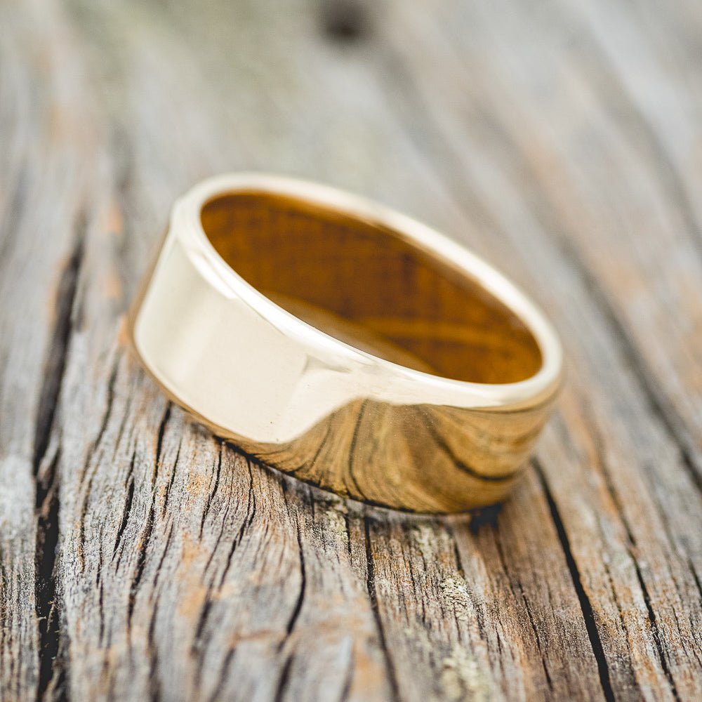 "Hyperion" - Whiskey Barrel Lined Wedding Band With Custom Finish