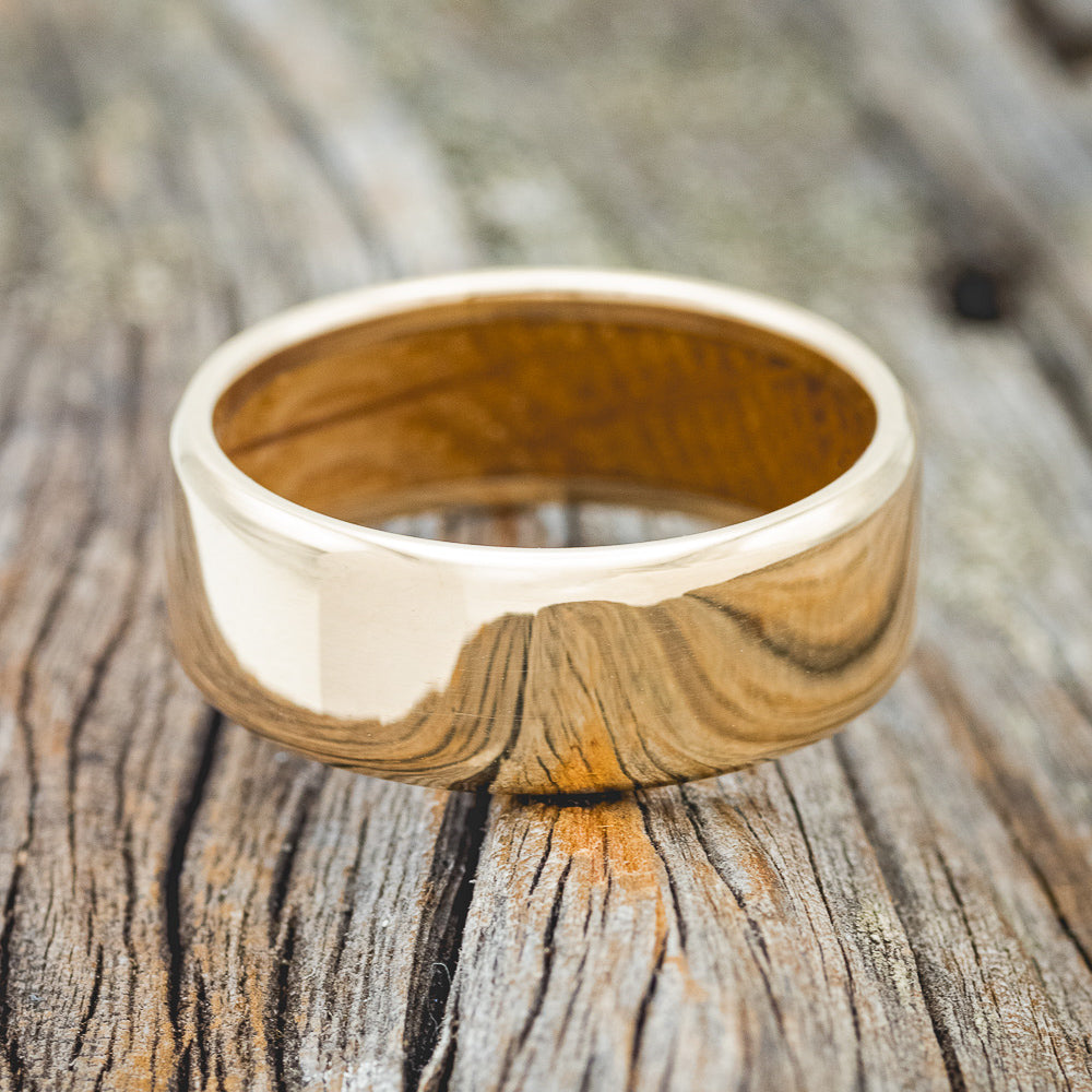 "Hyperion" - Whiskey Barrel Lined Wedding Band With Custom Finish