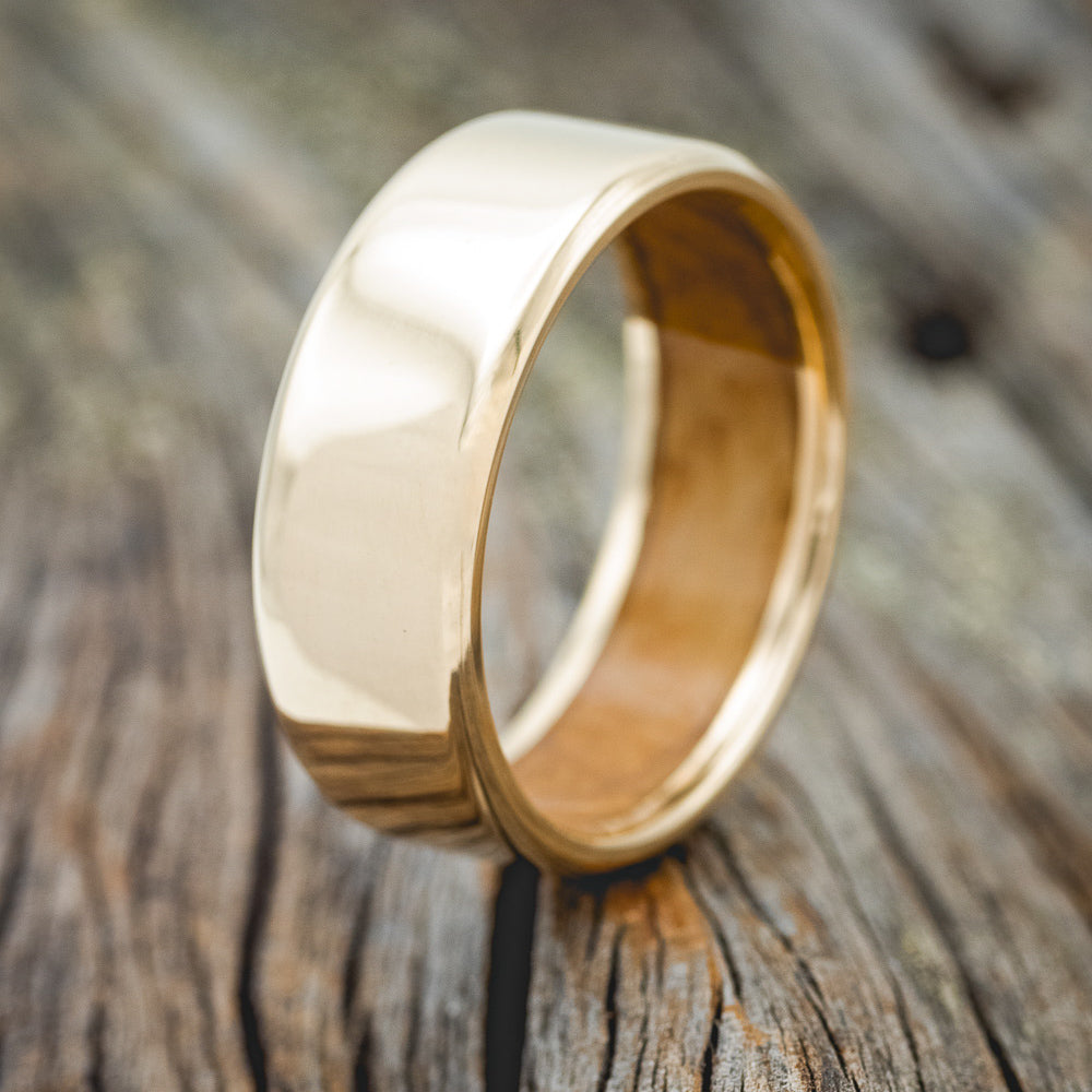 "Hyperion" - Whiskey Barrel Lined Wedding Band With Custom Finish