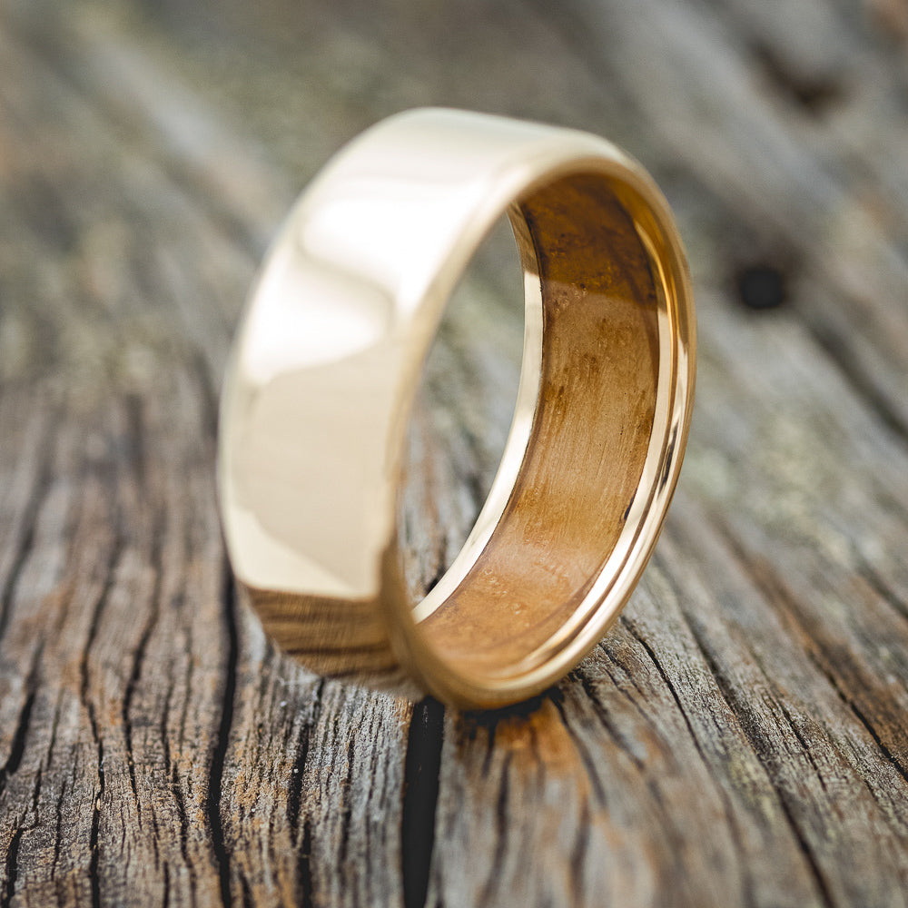 "Hyperion" - Whiskey Barrel Lined Wedding Band With Custom Finish