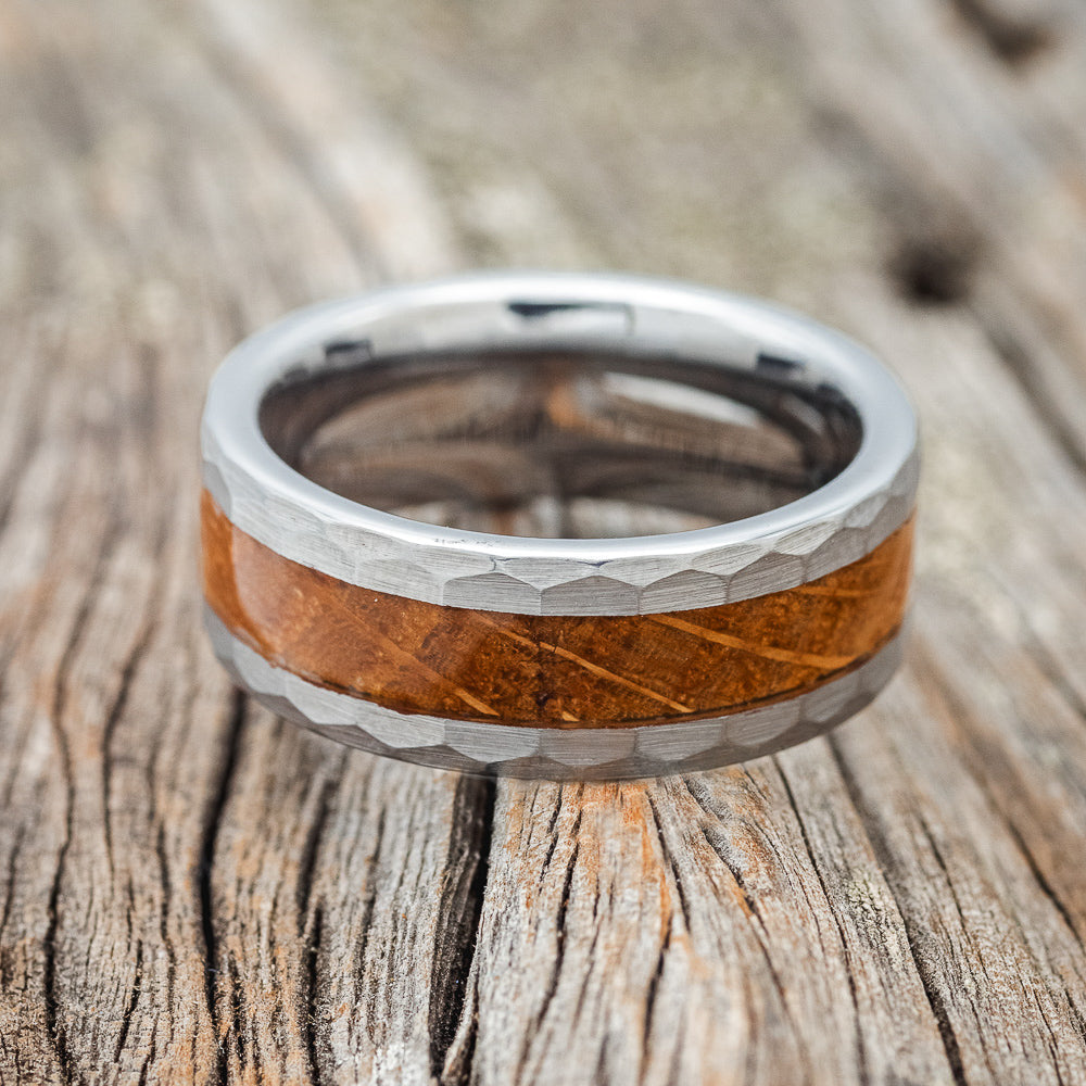 "Apollo" - Whiskey Barrel Wedding Band With Faceted Edges - Tungsten - Size 11 1/2
