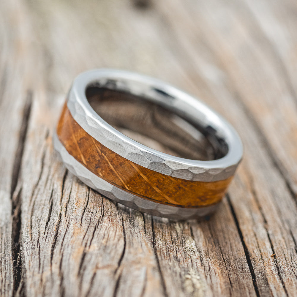 "Apollo" - Whiskey Barrel Wedding Band With Faceted Edges - Tungsten - Size 11 1/2
