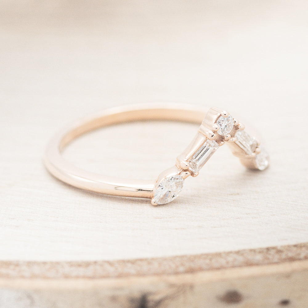 "Treva" - Oval Moissanite Engagement Ring With Diamond Accents & "Melody" Tracer