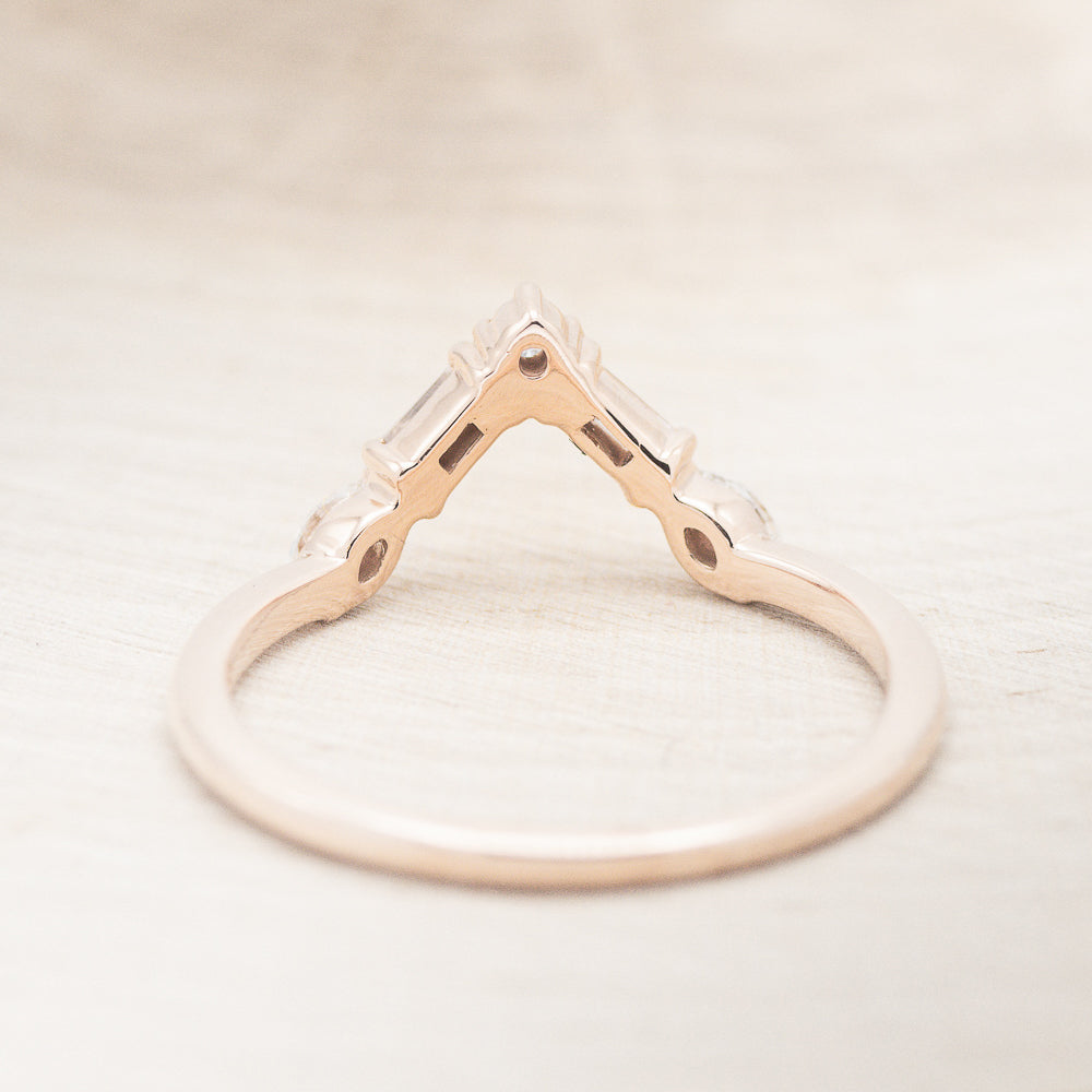 "Treva" - Oval Moissanite Engagement Ring With Diamond Accents & "Melody" Tracer