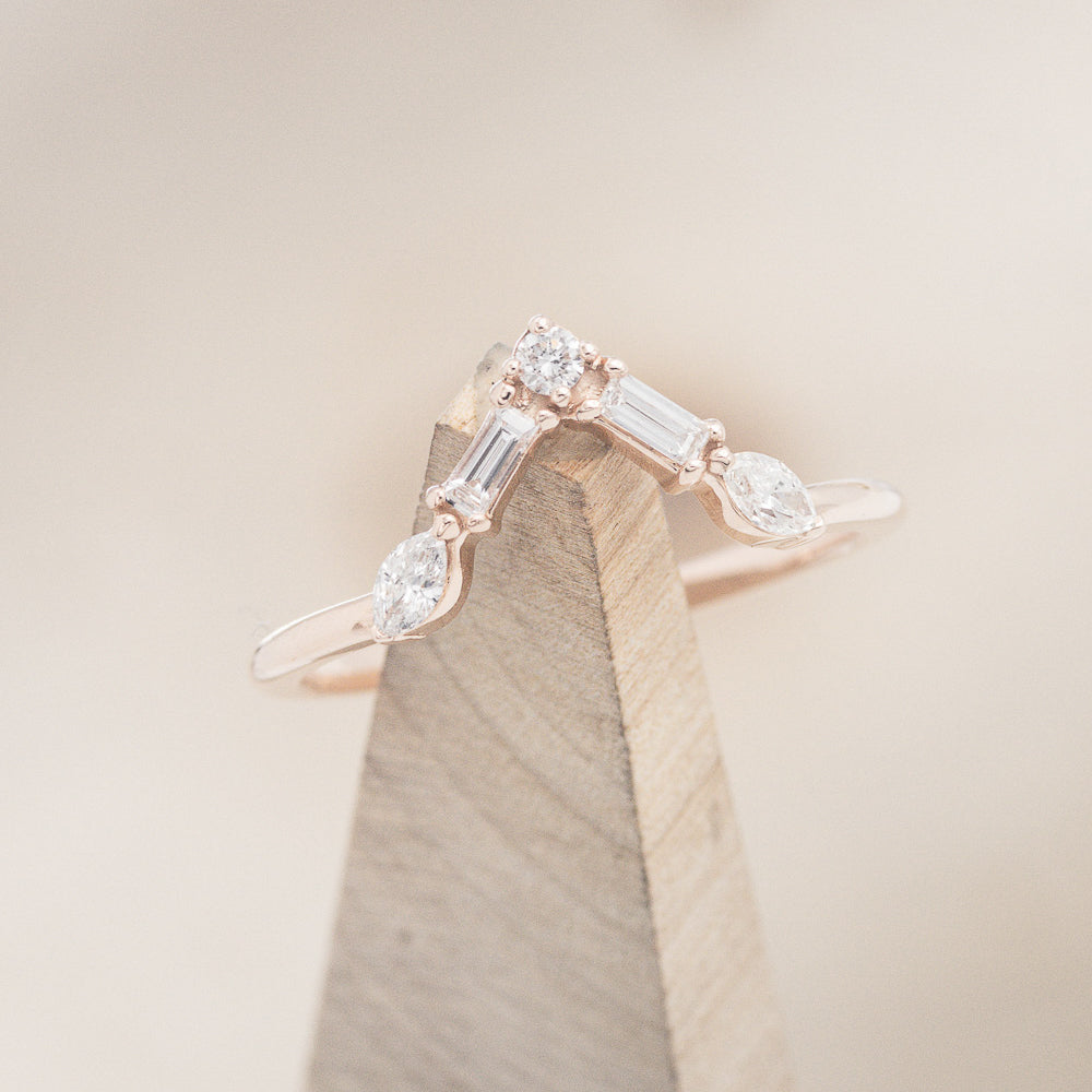 "Treva" - Oval Moissanite Engagement Ring With Diamond Accents & "Melody" Tracer
