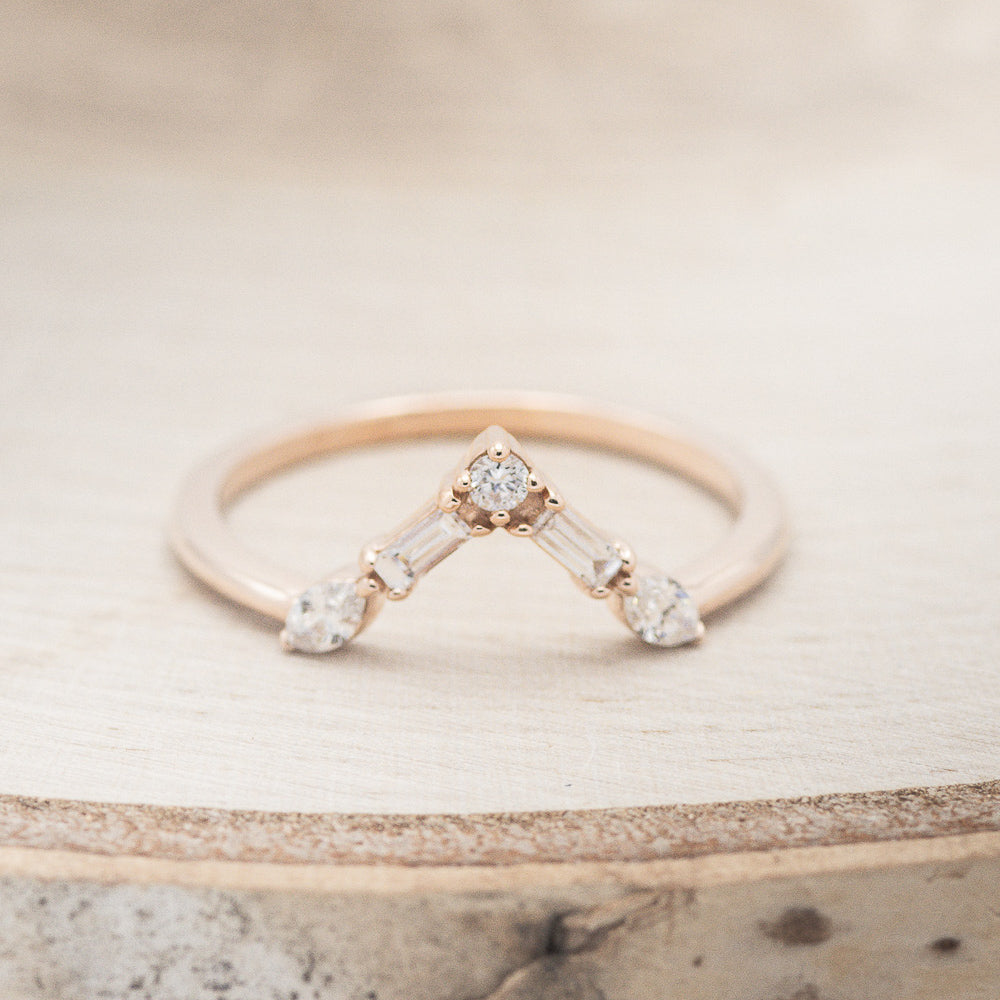 "Treva" - Oval Moissanite Engagement Ring With Diamond Accents & "Melody" Tracer