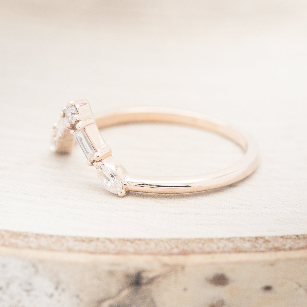 "Treva" - Oval Moissanite Engagement Ring With Diamond Accents & "Melody" Tracer