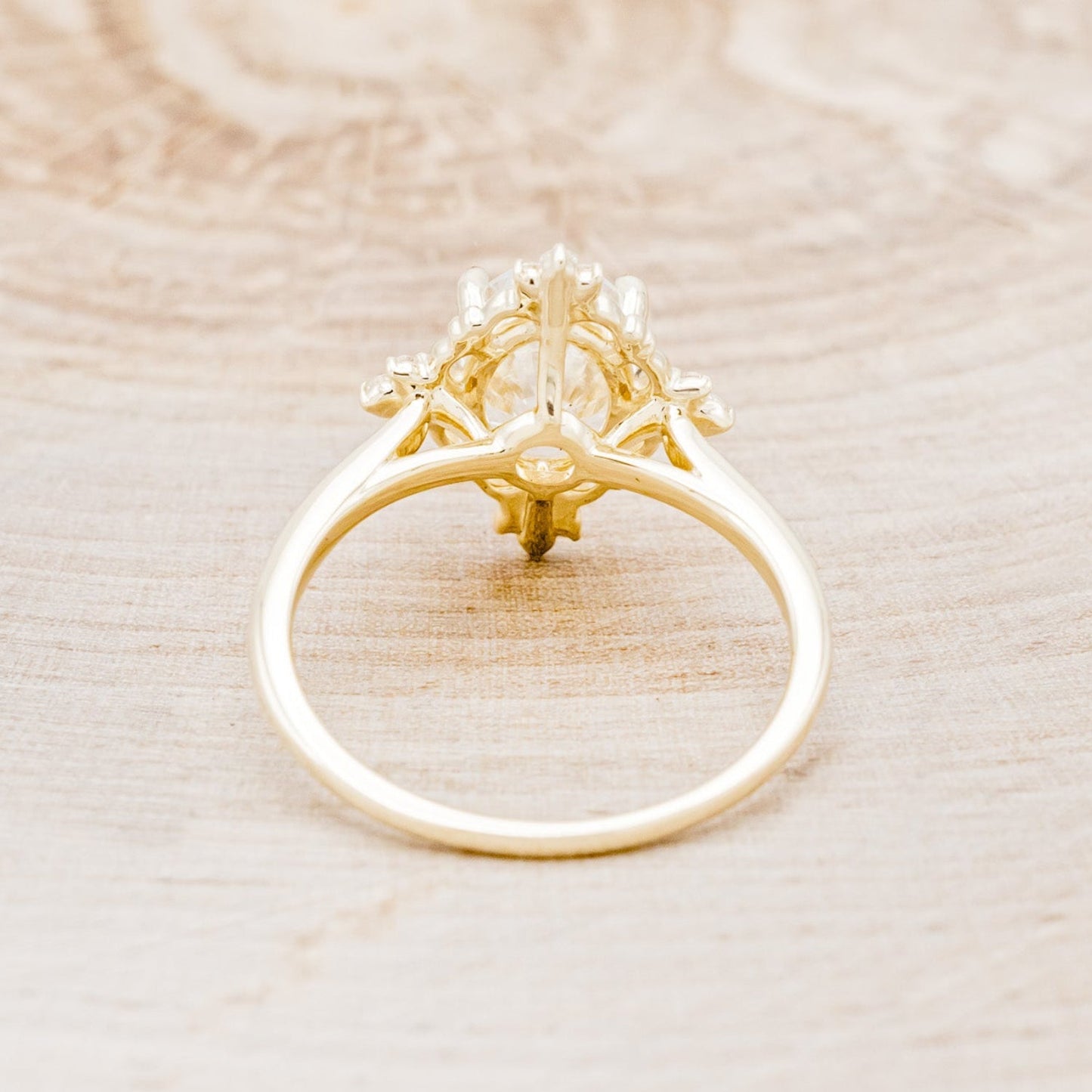 "Treva" - Oval Moissanite Engagement Ring With Diamond Accents & "Melody" Tracer