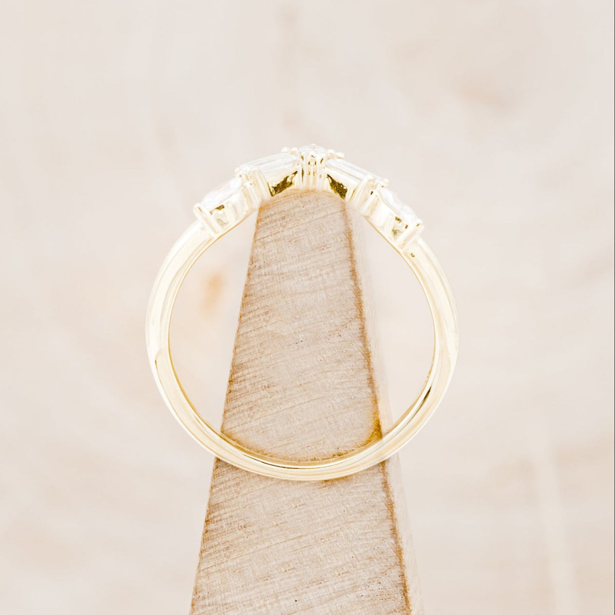 "Treva" - Oval Moissanite Engagement Ring With Diamond Accents & "Melody" Tracer