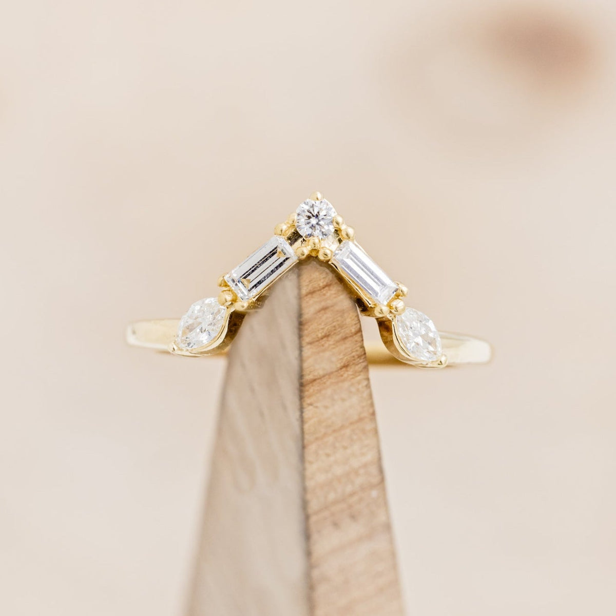"Treva" - Oval Moissanite Engagement Ring With Diamond Accents & "Melody" Tracer