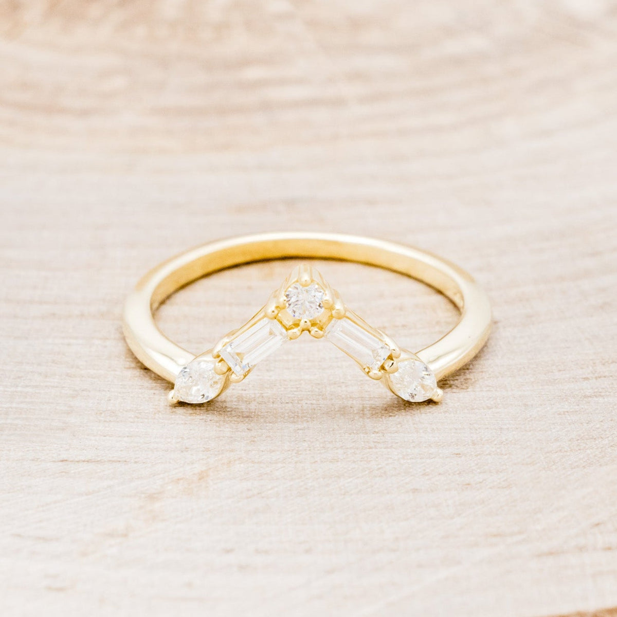 "Treva" - Oval Moissanite Engagement Ring With Diamond Accents & "Melody" Tracer