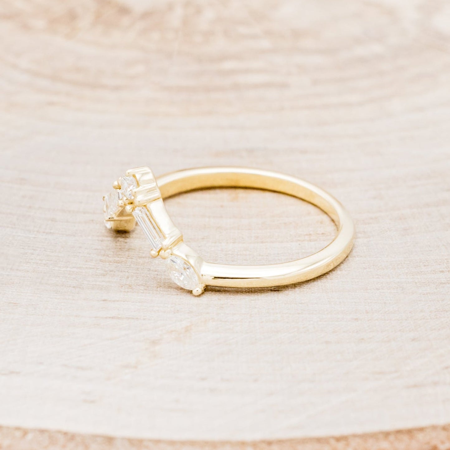 "Treva" - Oval Moissanite Engagement Ring With Diamond Accents & "Melody" Tracer