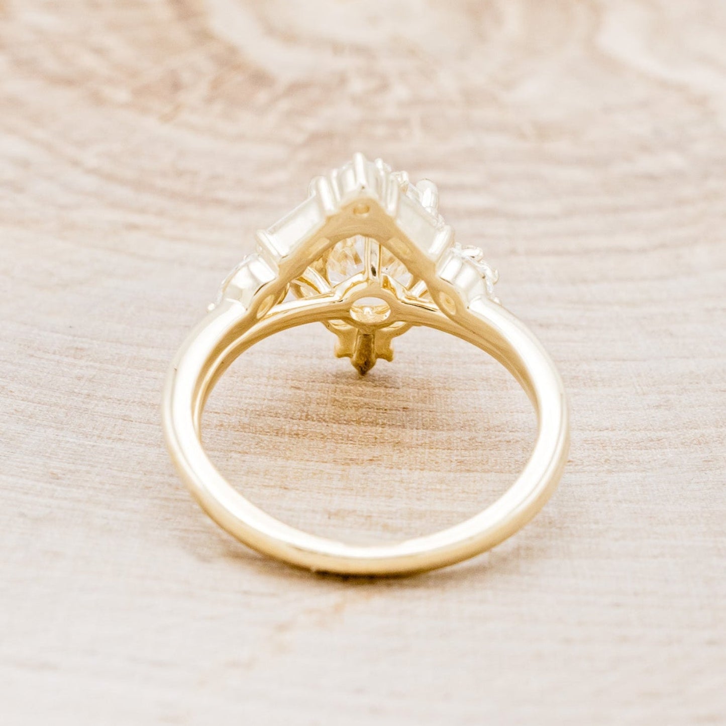"Treva" - Oval Moissanite Engagement Ring With Diamond Accents & "Melody" Tracer
