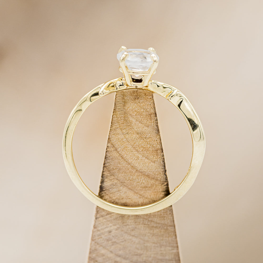 "Artemis" - Round Moonstone Engagement Ring With An Antler-Stacking Band