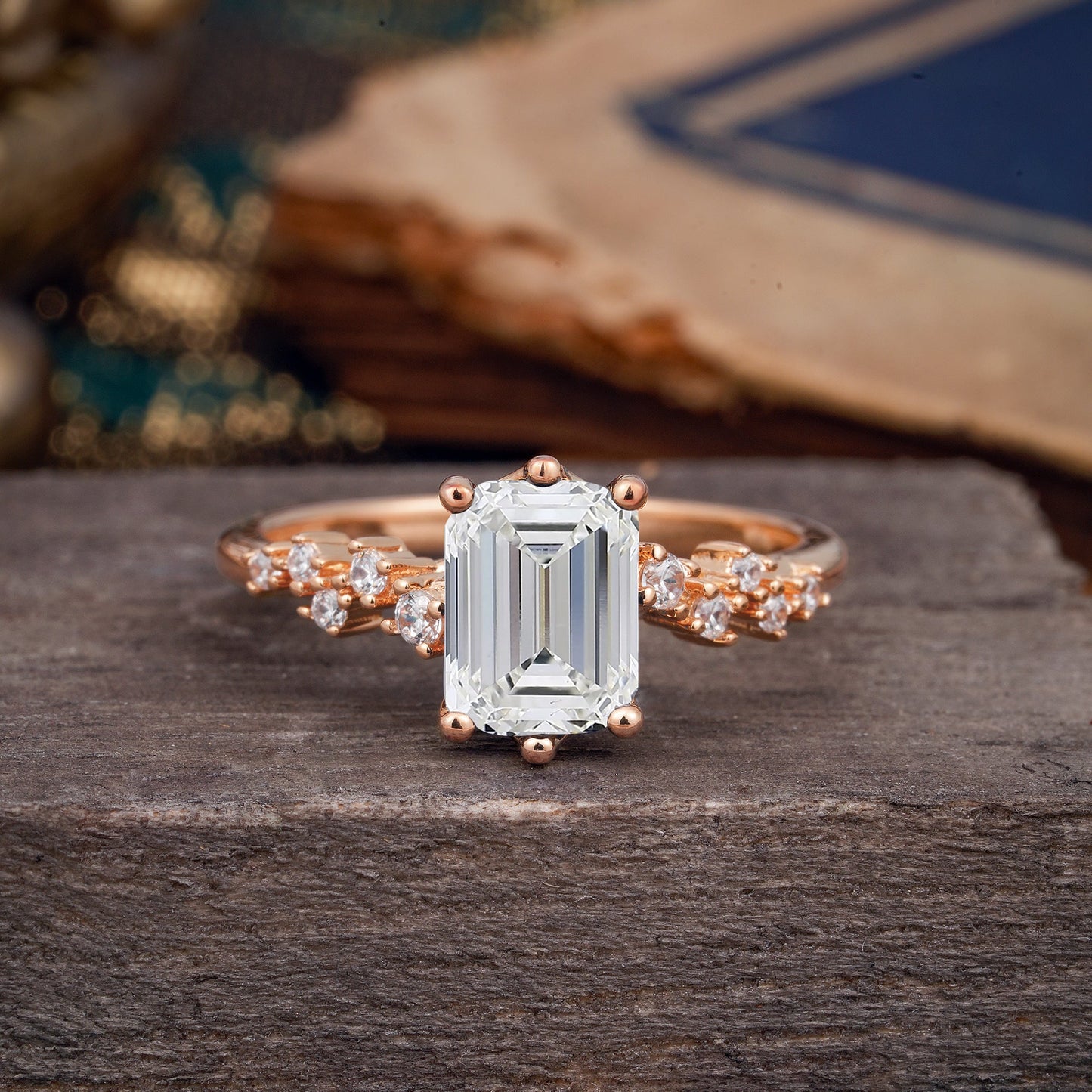 6 Prong Timeless 3 Carat Emerald Cut Lab Diamond Engagement Ring