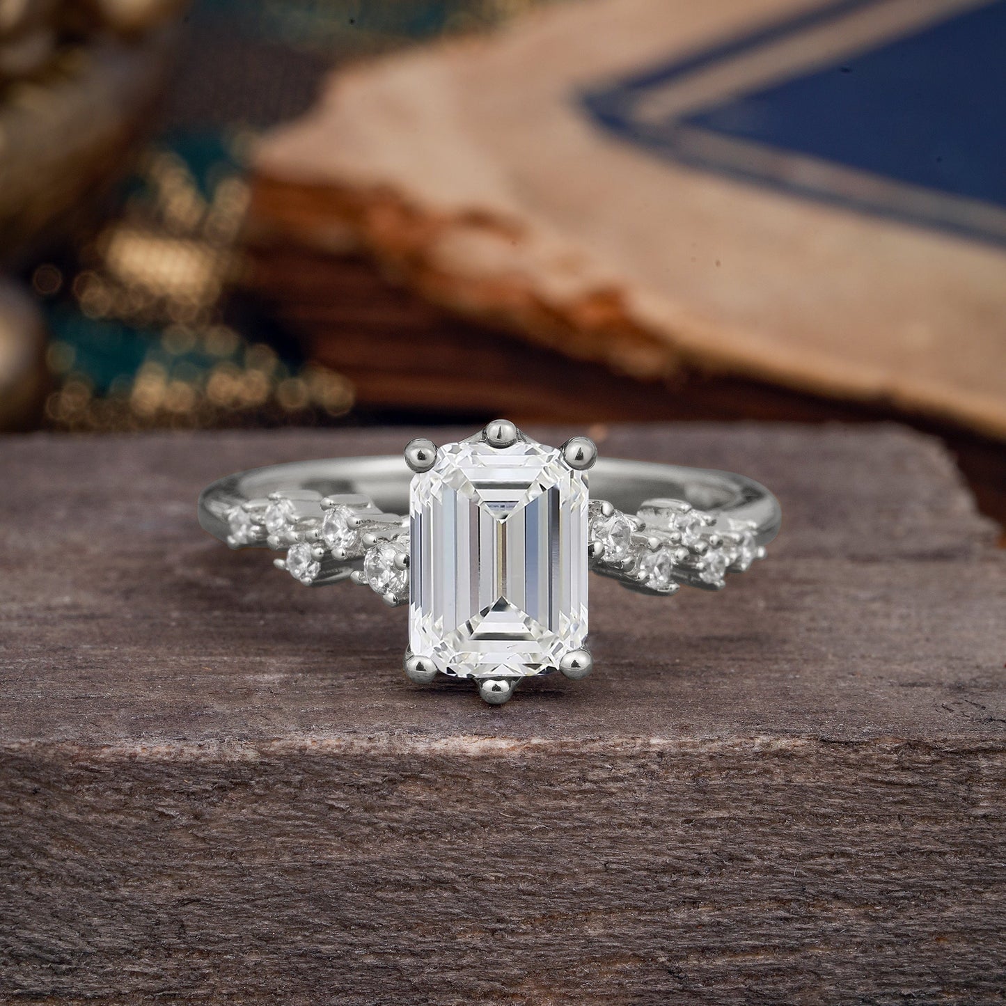 6 Prong Timeless 3 Carat Emerald Cut Lab Diamond Engagement Ring