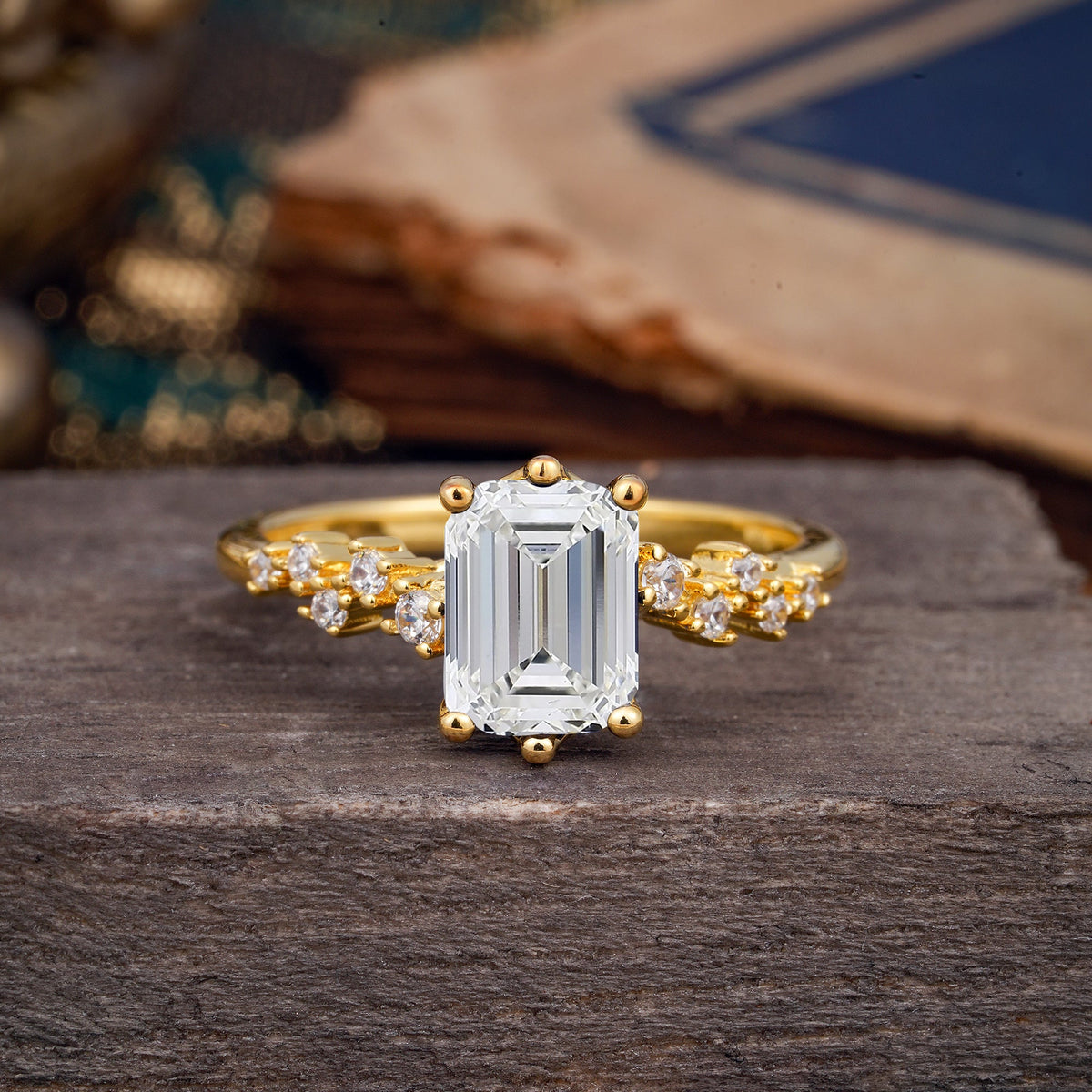 6 Prong Timeless 3 Carat Emerald Cut Lab Diamond Engagement Ring