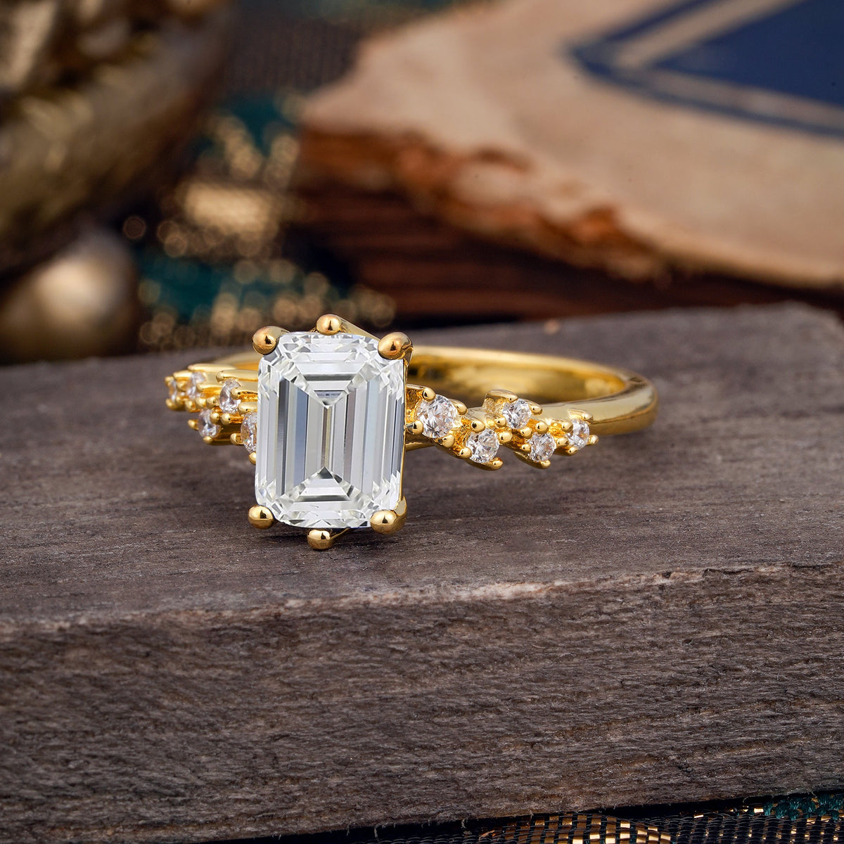 6 Prong Timeless 3 Carat Emerald Cut Lab Diamond Engagement Ring